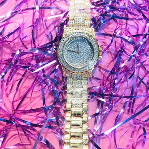 Valentine's "New Sealed" Gold Tone Bling Watch